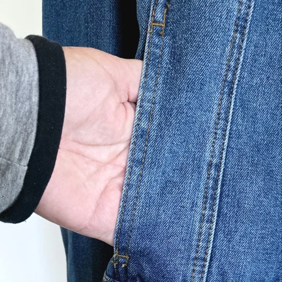 New One 5 One Distressed Denim Trucker Jacket Medium Wash 2X Plus - Picture 5 of 11